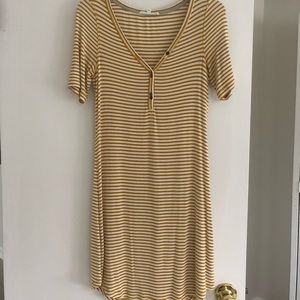 Anthropologie yellow stripped dress